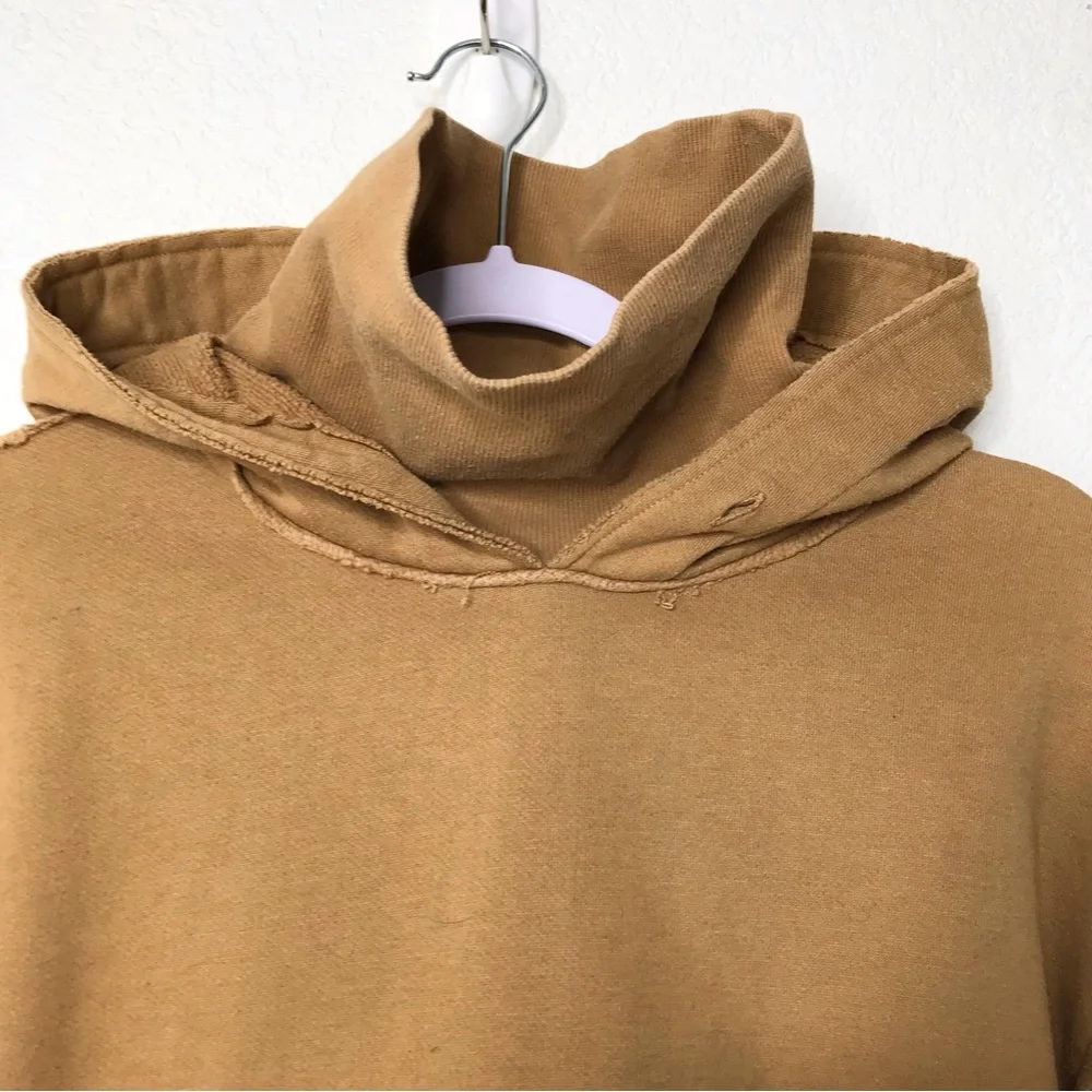 ALO Effortless Crop Hoodie With Turtleneck In Camel
